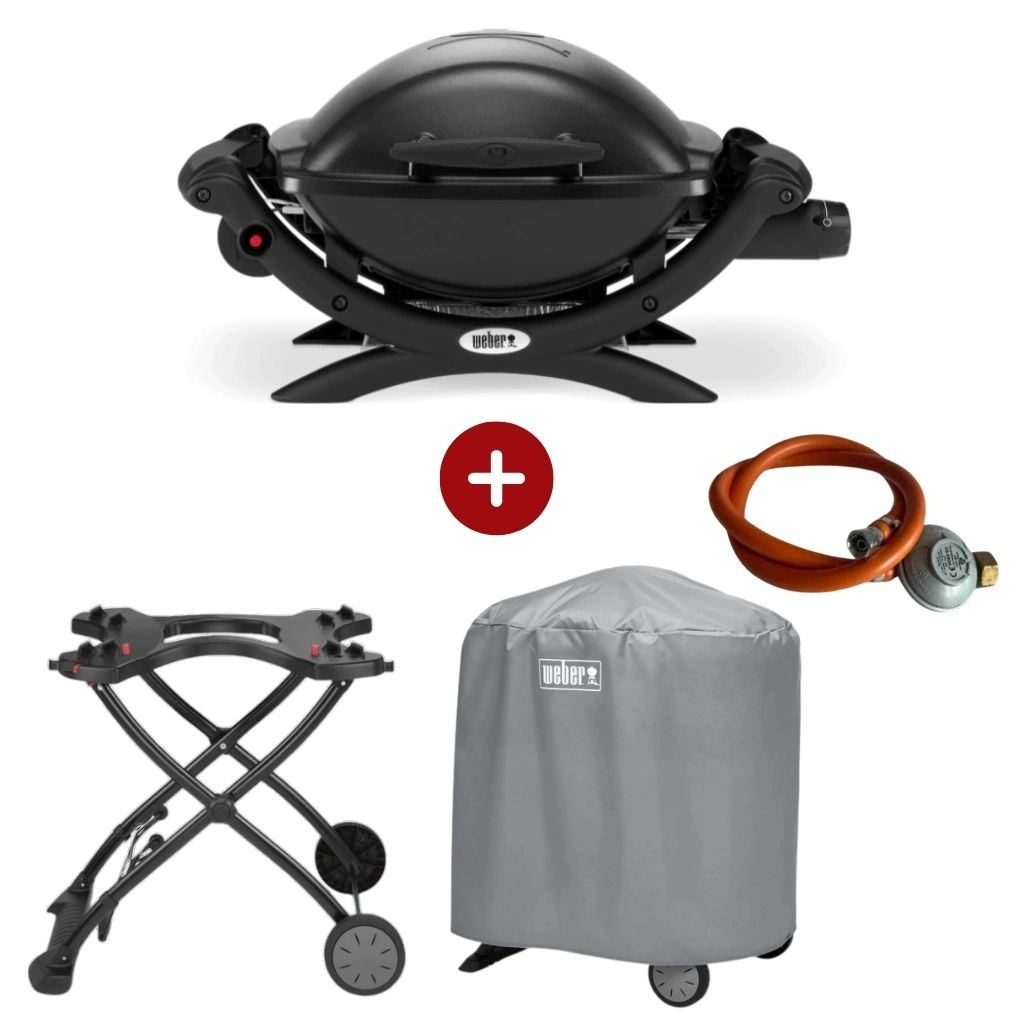 Set Gratar pe gaz Weber Q1000 - Negru + husa integrala + suport cu roti.jpg
