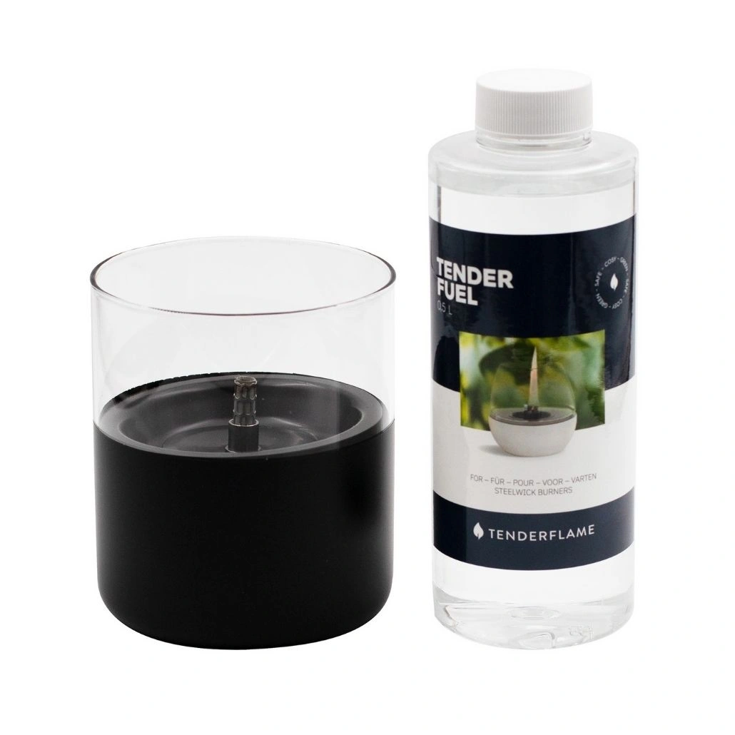 Pachet lumanare ambientala TenderFlame LILLY 10 BLACK GLASS + TenderFuel 500ml.jpg